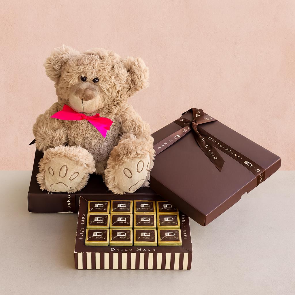 Baby Gift Brownies + Teddy Bear Hamper | Handmade Luxury Treats by Dello Mano