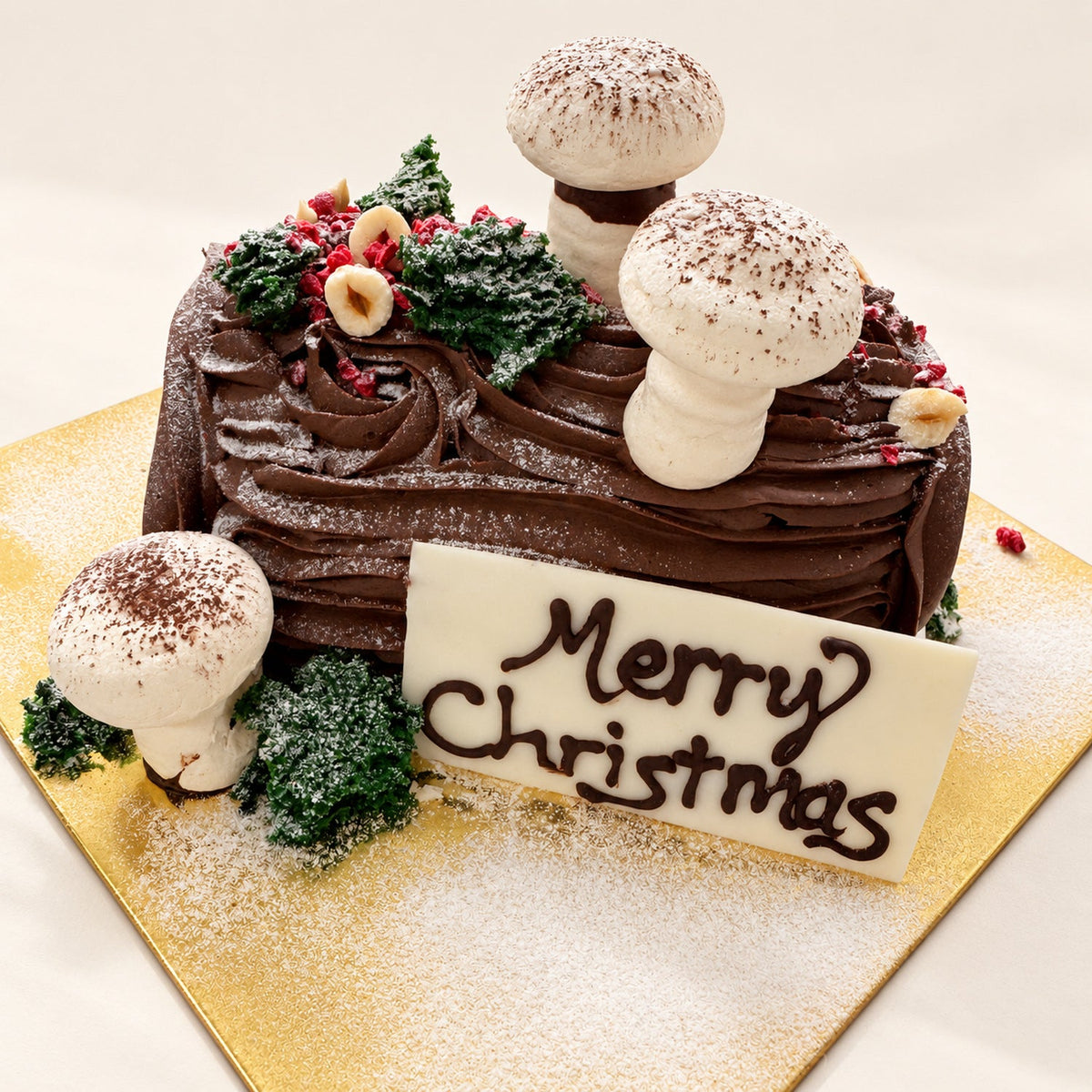 Belgian Chocolate & Pistachio Christmas Log | Handmade Luxury Treats by Dello Mano