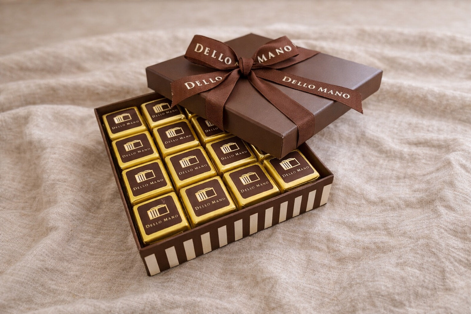 Luxury handmade brownie gift box with individually wrapped brownies presented for gifting in Australia