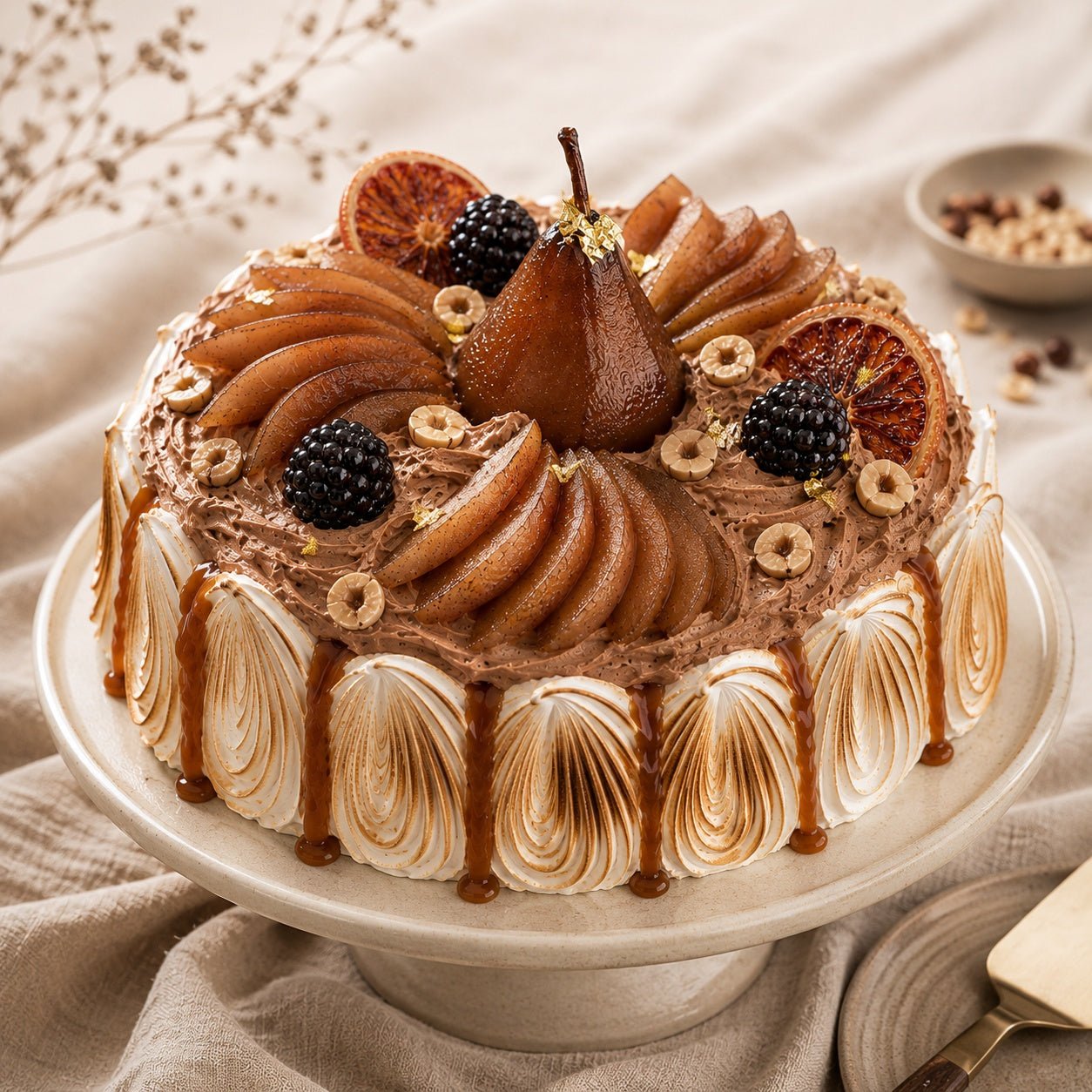 Chocolate Spiced Pear Pavlova | Handmade Luxury Treats by Dello Mano