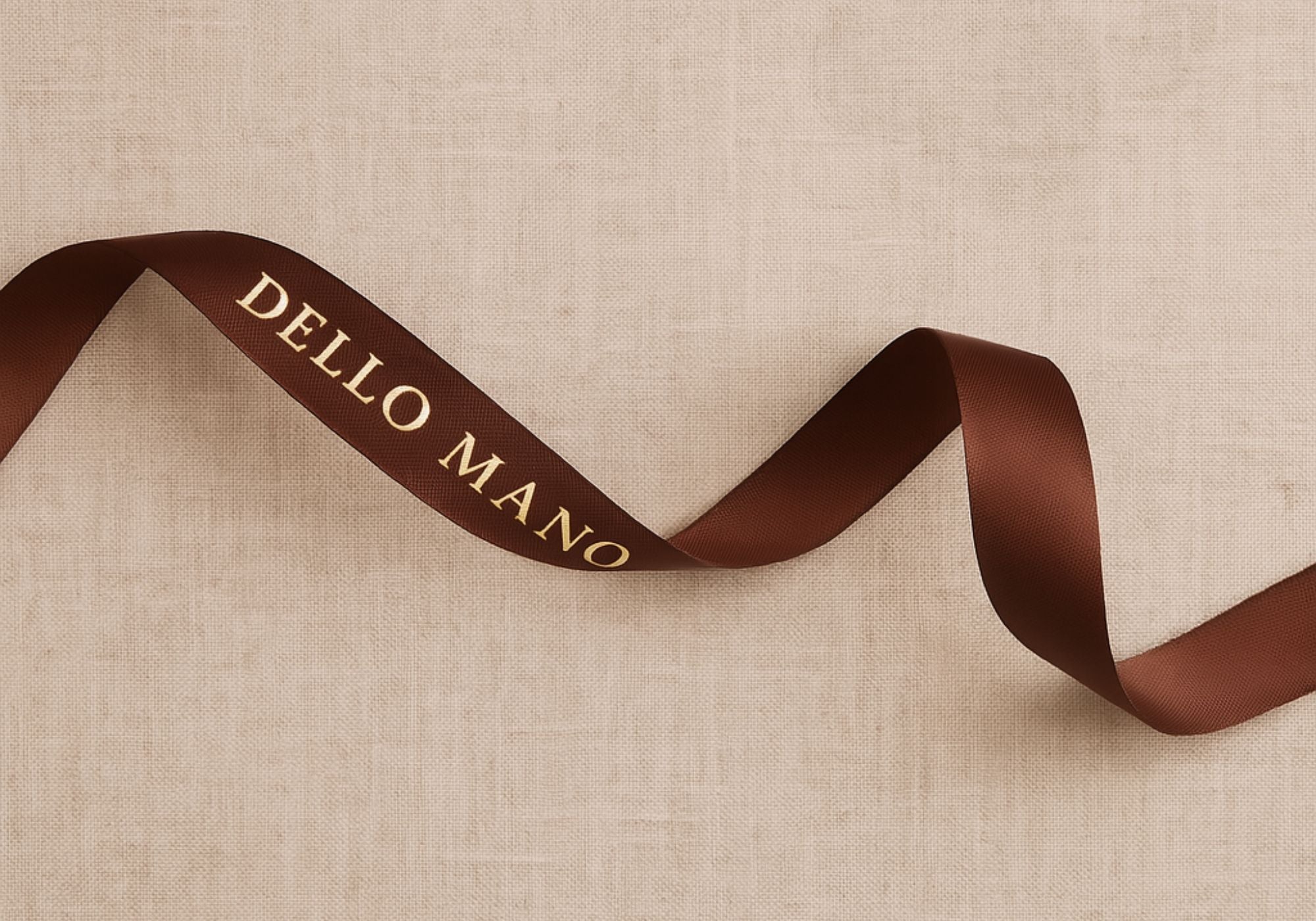 Dello Mano branded ribbon symbolising trusted chocolate gift delivery in Sydney