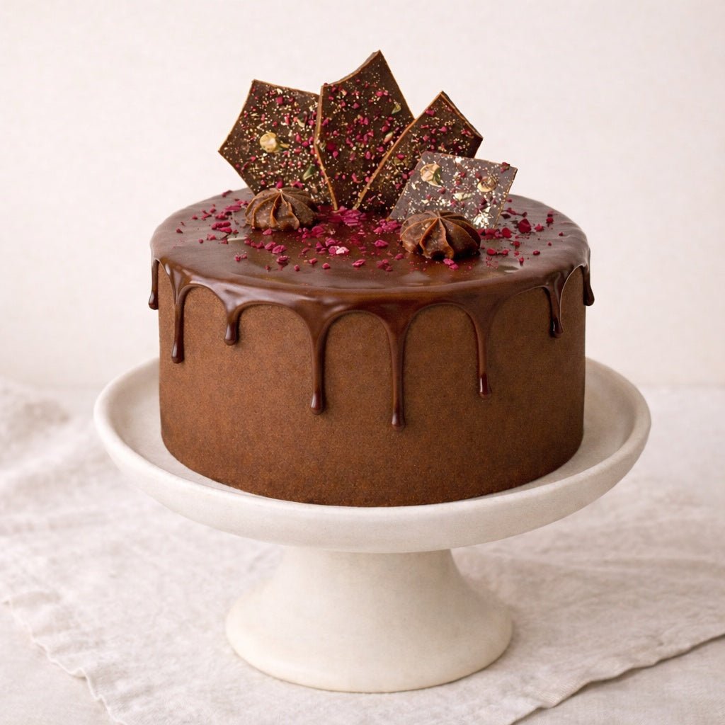 Divine Chocolate Mousse Cake with Brownie Base & Belgian Ganache | Handmade Luxury Treats by Dello Mano