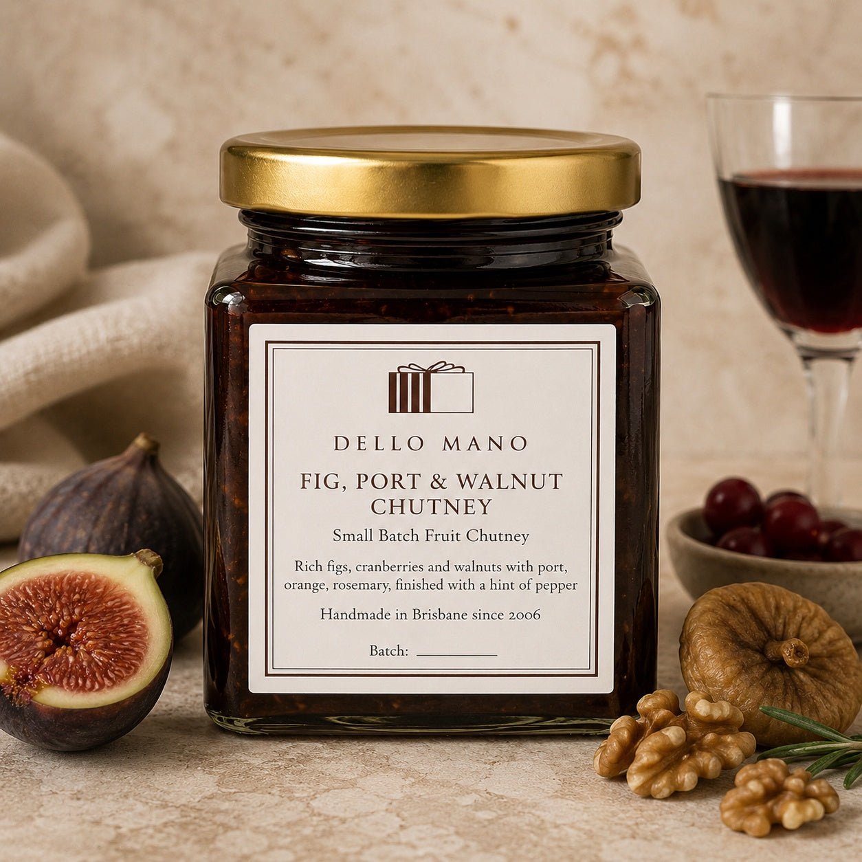 Fig, Port & Walnut Chutney | Handmade Luxury Treats by Dello Mano