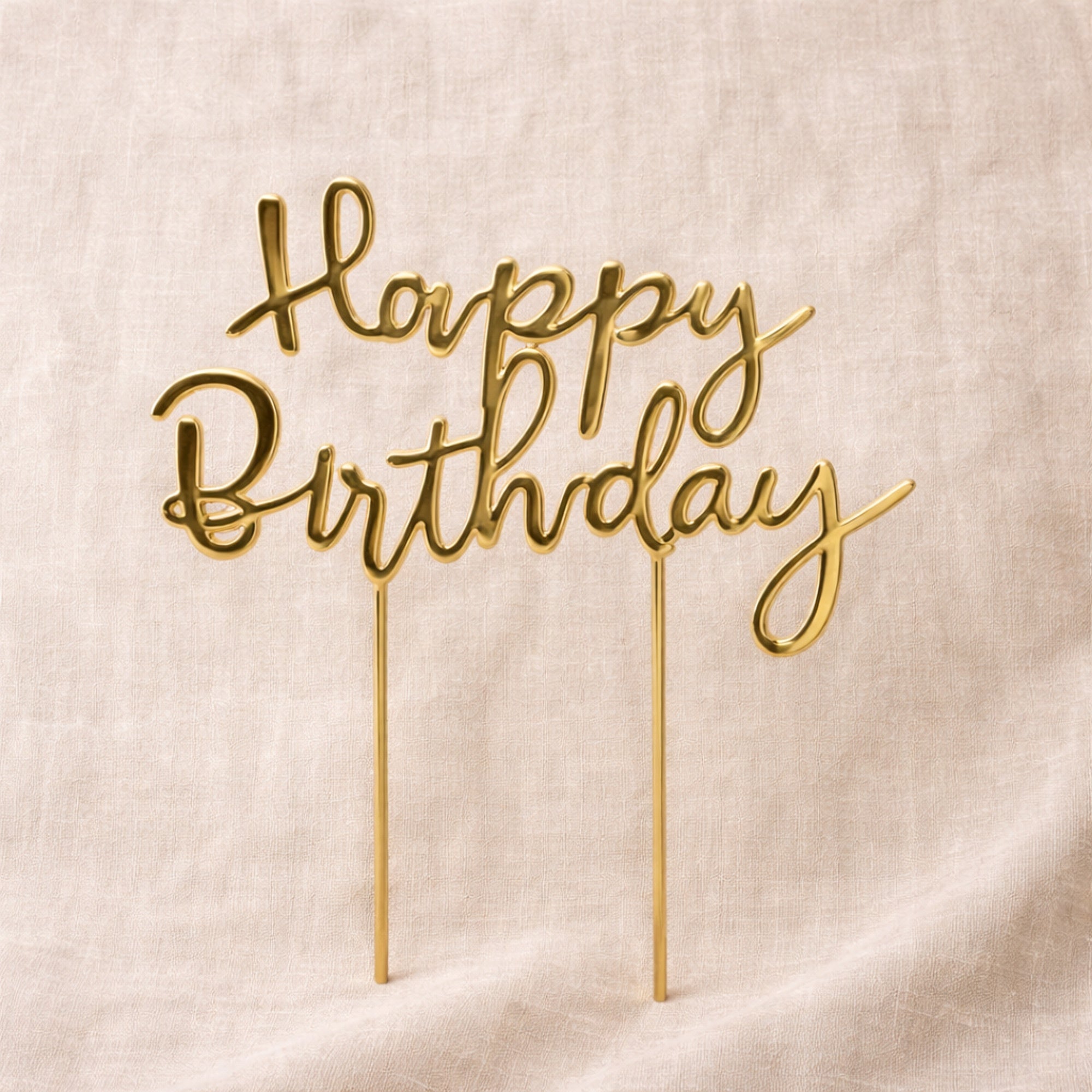 Gold Happy Birthday Cake Topper | Handmade Luxury Treats by Dello Mano