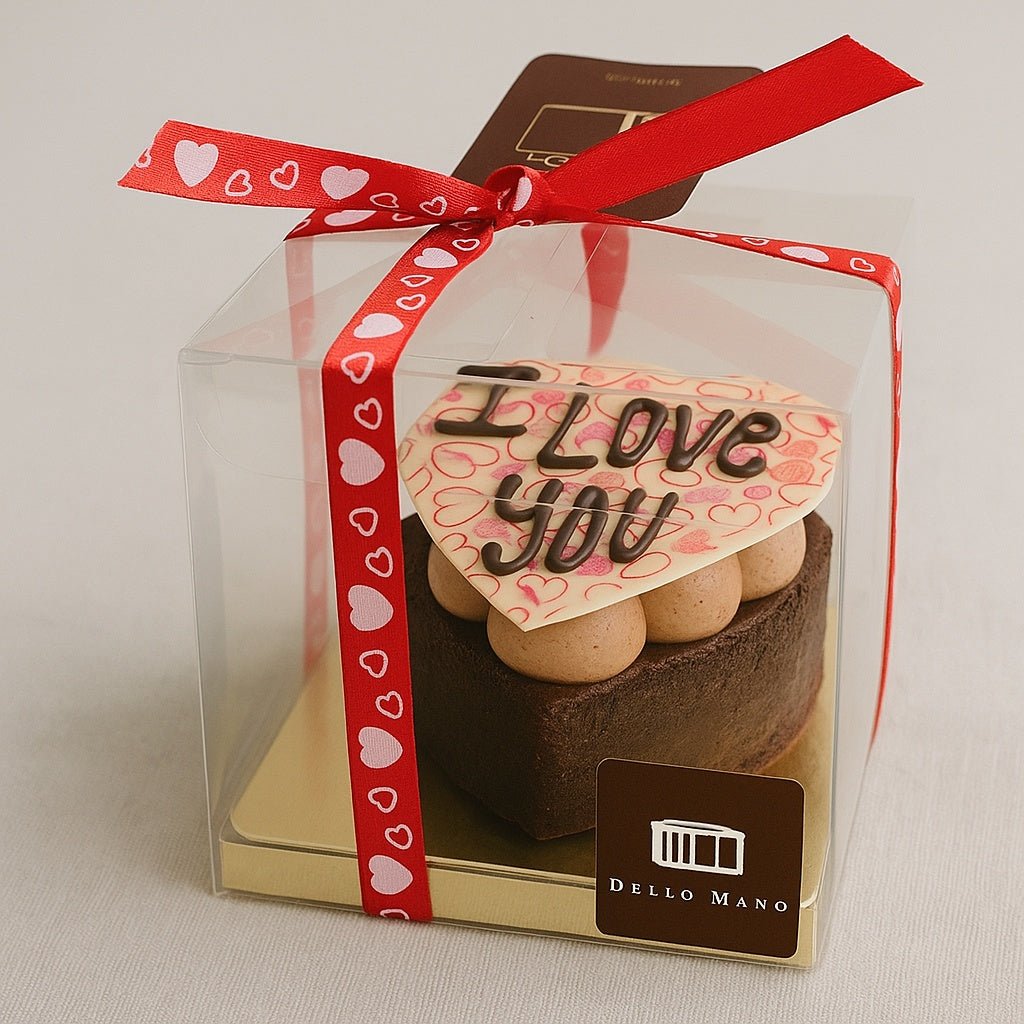 Heart Brownie Gift – Handmade with Belgian Chocolate, “I Love You” Message | Handmade Luxury Treats by Dello Mano