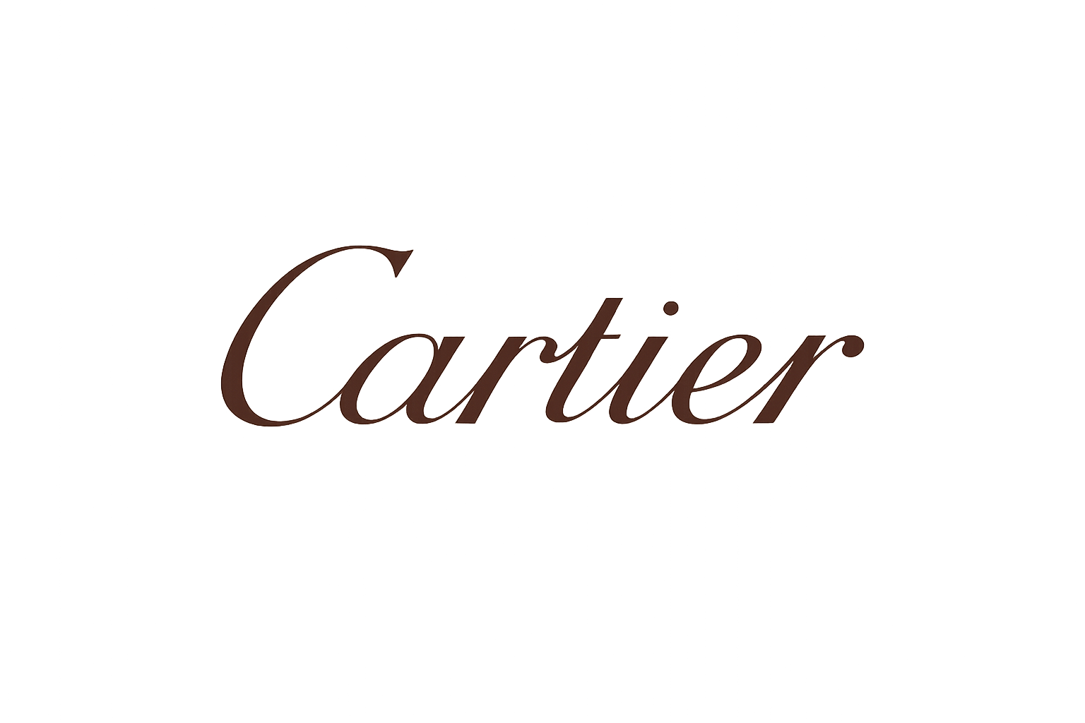 Cartier logo in brown on a white background