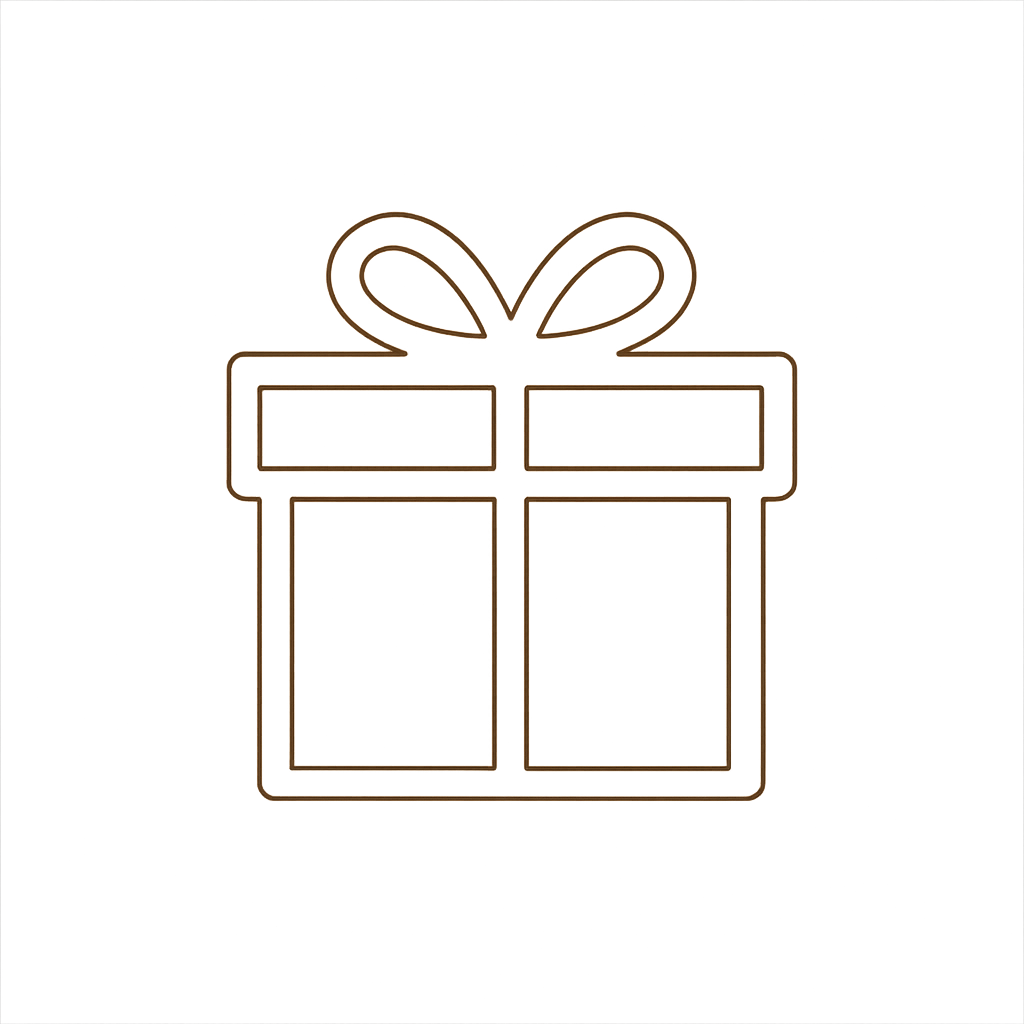 Outline of a gift box with a bow on a transparent background