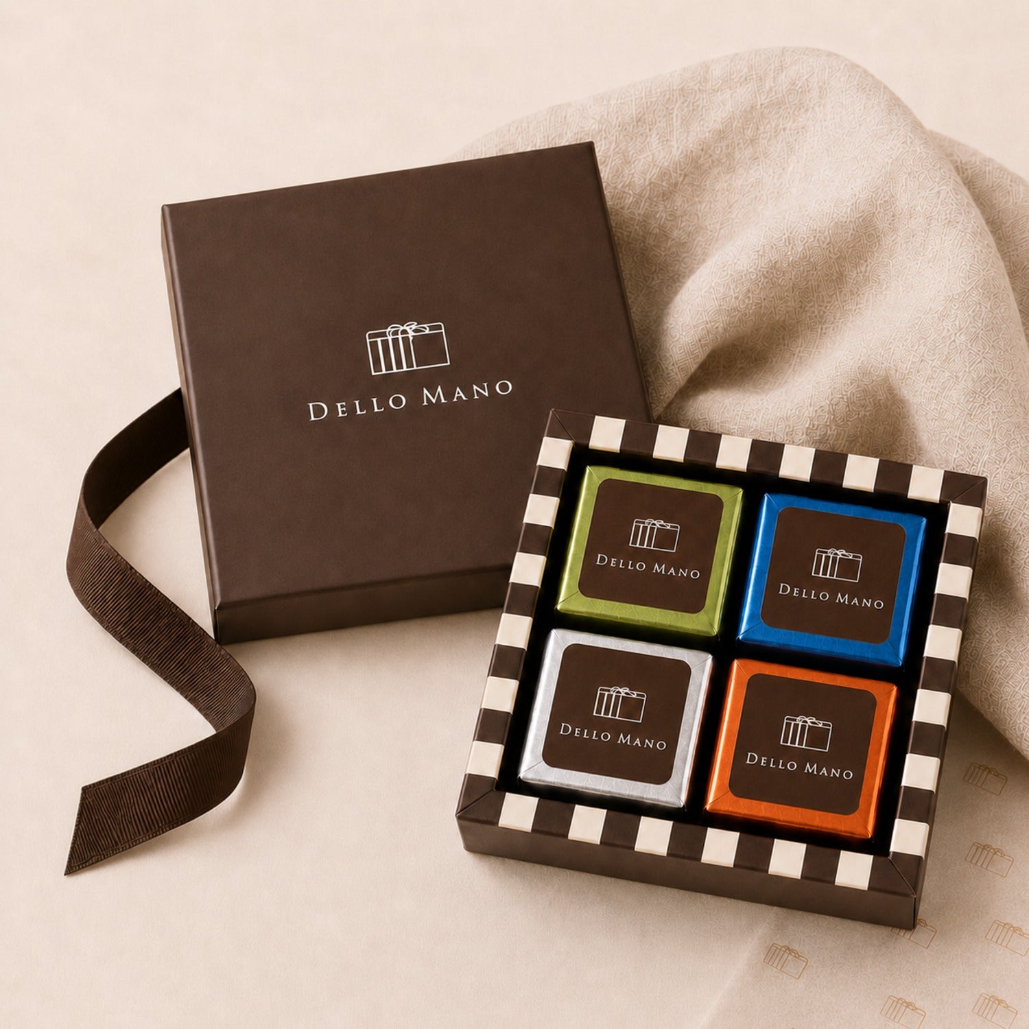 Luxury Brownie Gift Box – 4 Piece, Classic or Mixed | Handmade Luxury Treats by Dello Mano
