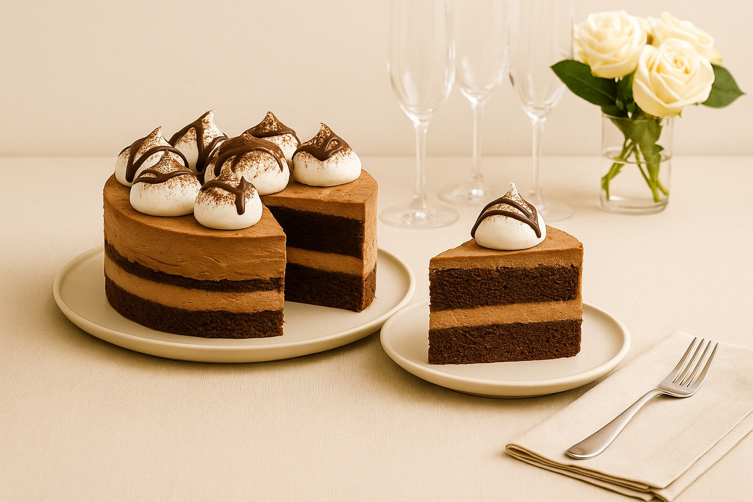 Handmade chocolate layer cake with mousse and meringue topping – cake delivery Brisbane Gold Coast Sunshine Coast