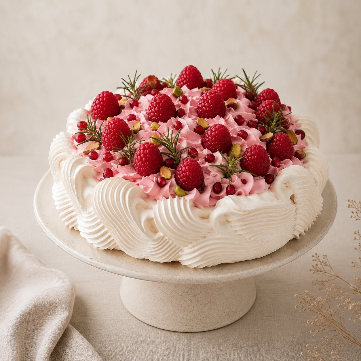 Pavlova Pascale — Raspberry & Vanilla Custard Pavlova | Handmade Luxury Treats by Dello Mano