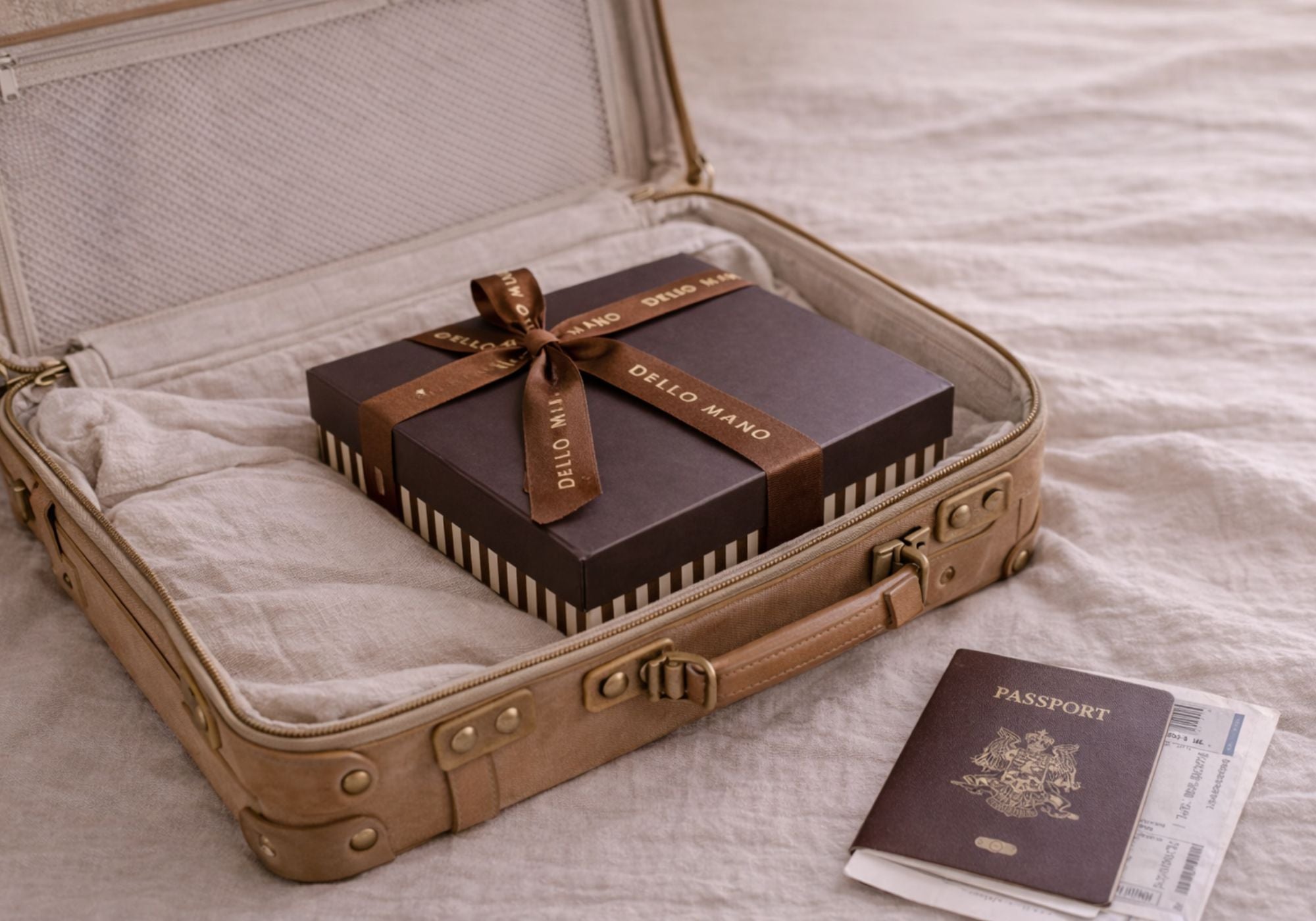 Handmade Dello Mano brownie gift box ready for travel, chocolate gifts perfect for sending across Australia