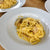 Spaghetti Carbonara on a white plate