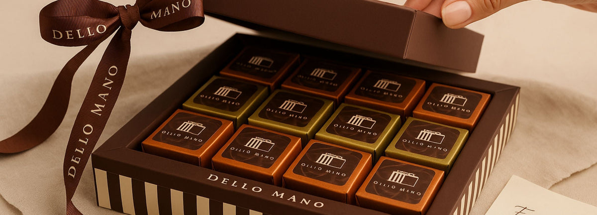 A peak inside a Luxury Brownie Gift Box by Dello Mano