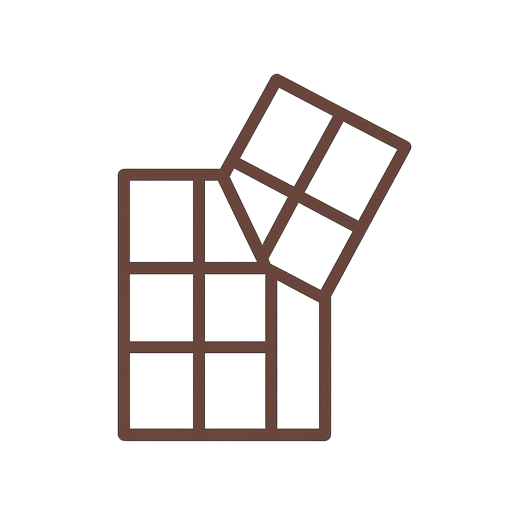 Brown chocolate block icon on a transparent background