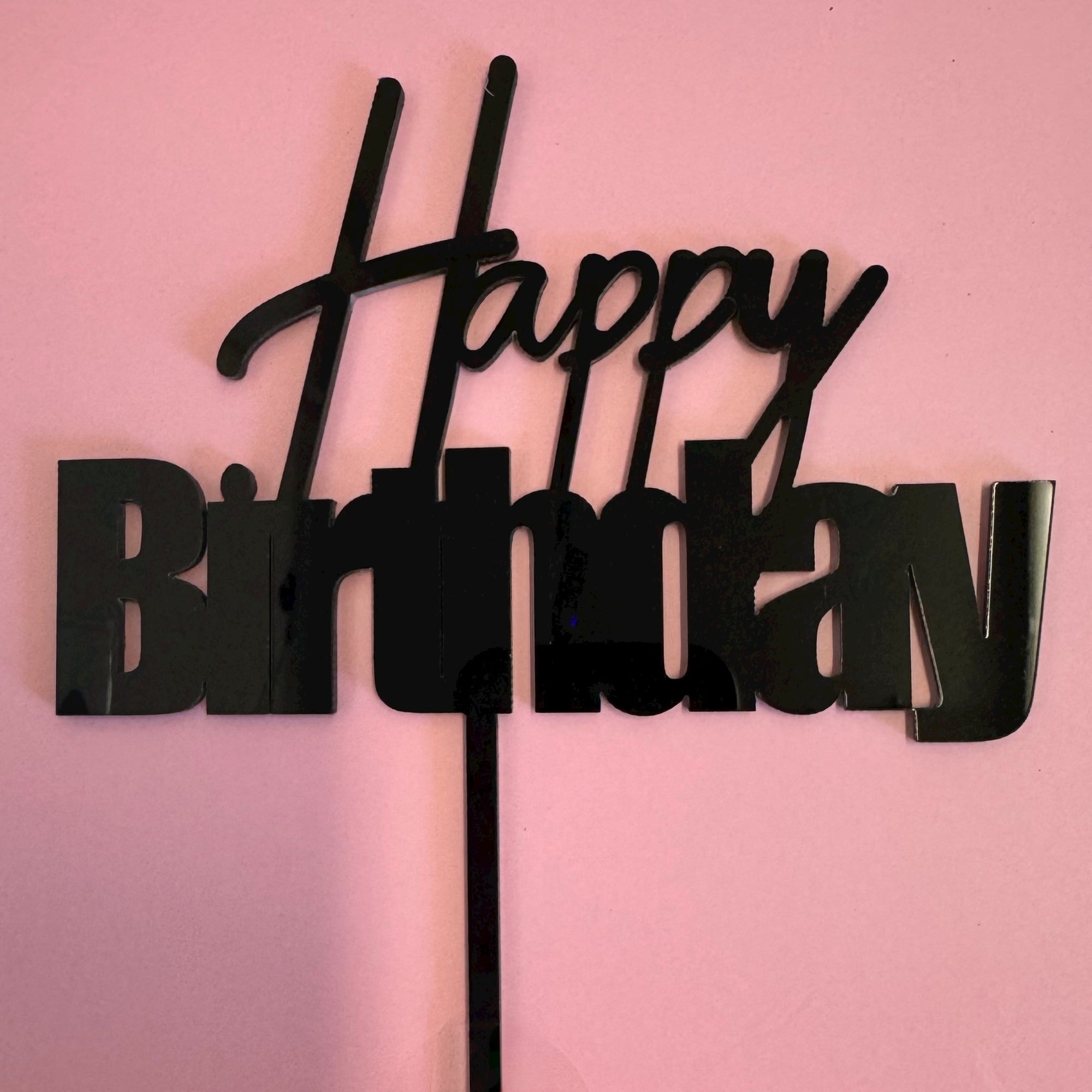 Cake Topper - Happy Birthday - Black
