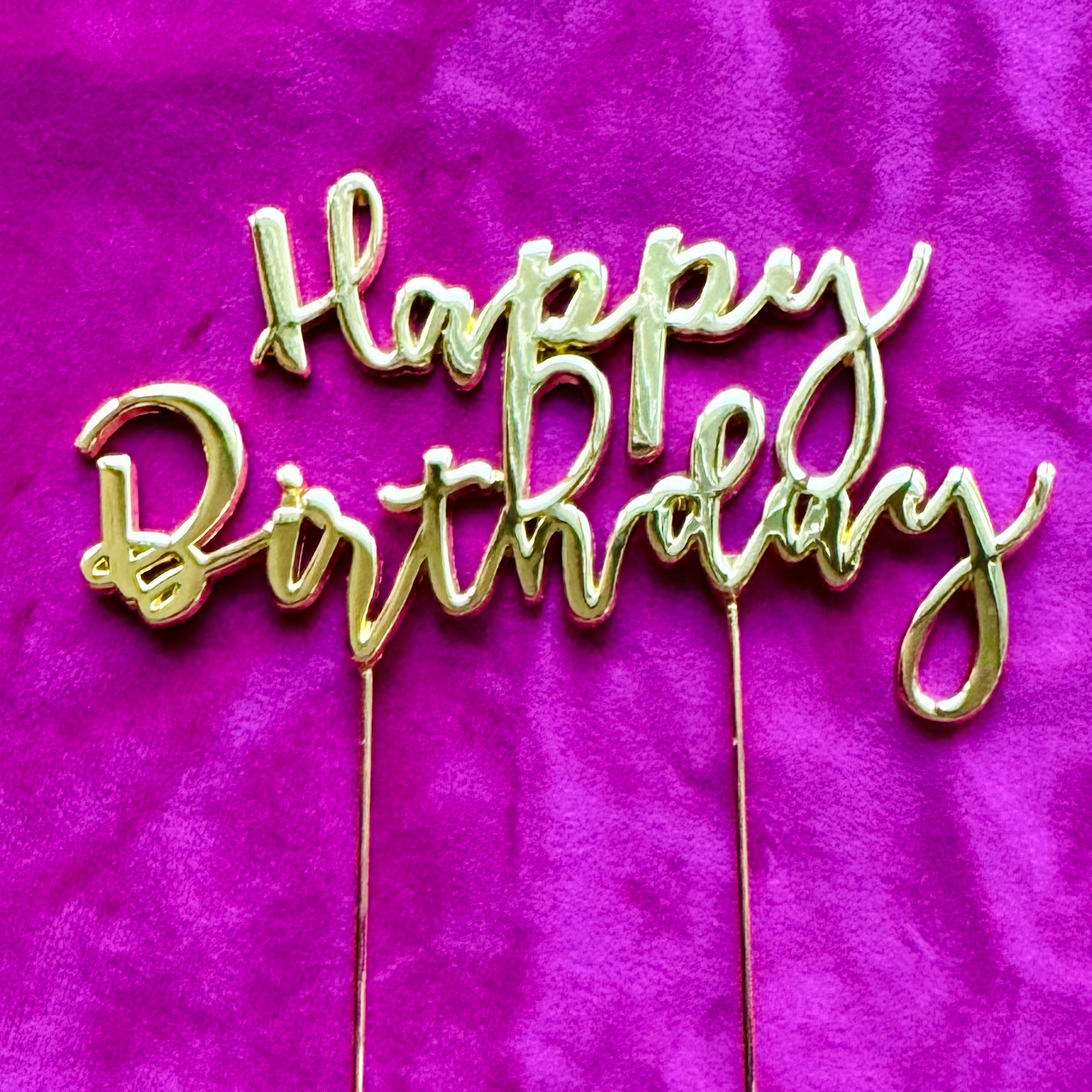Cake Topper - Happy Birthday - Gold