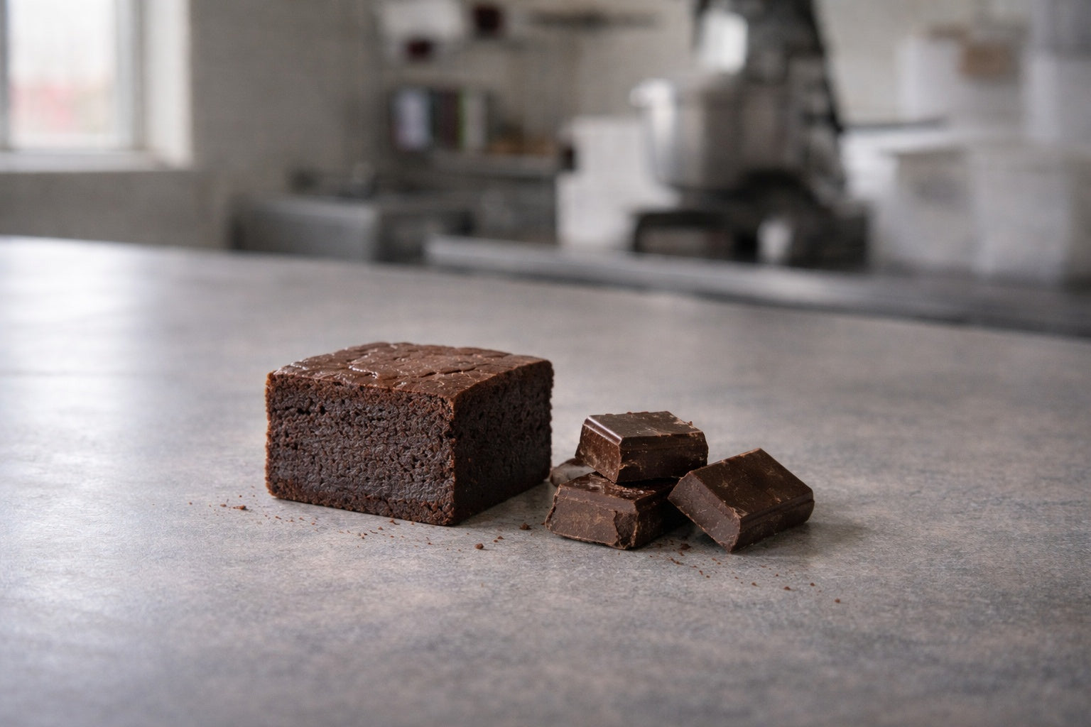 Chocolate brownie with Belgian chocolate pieces showing premium ingredients and rich flavour, crafted for quality brownie delivery Sydney