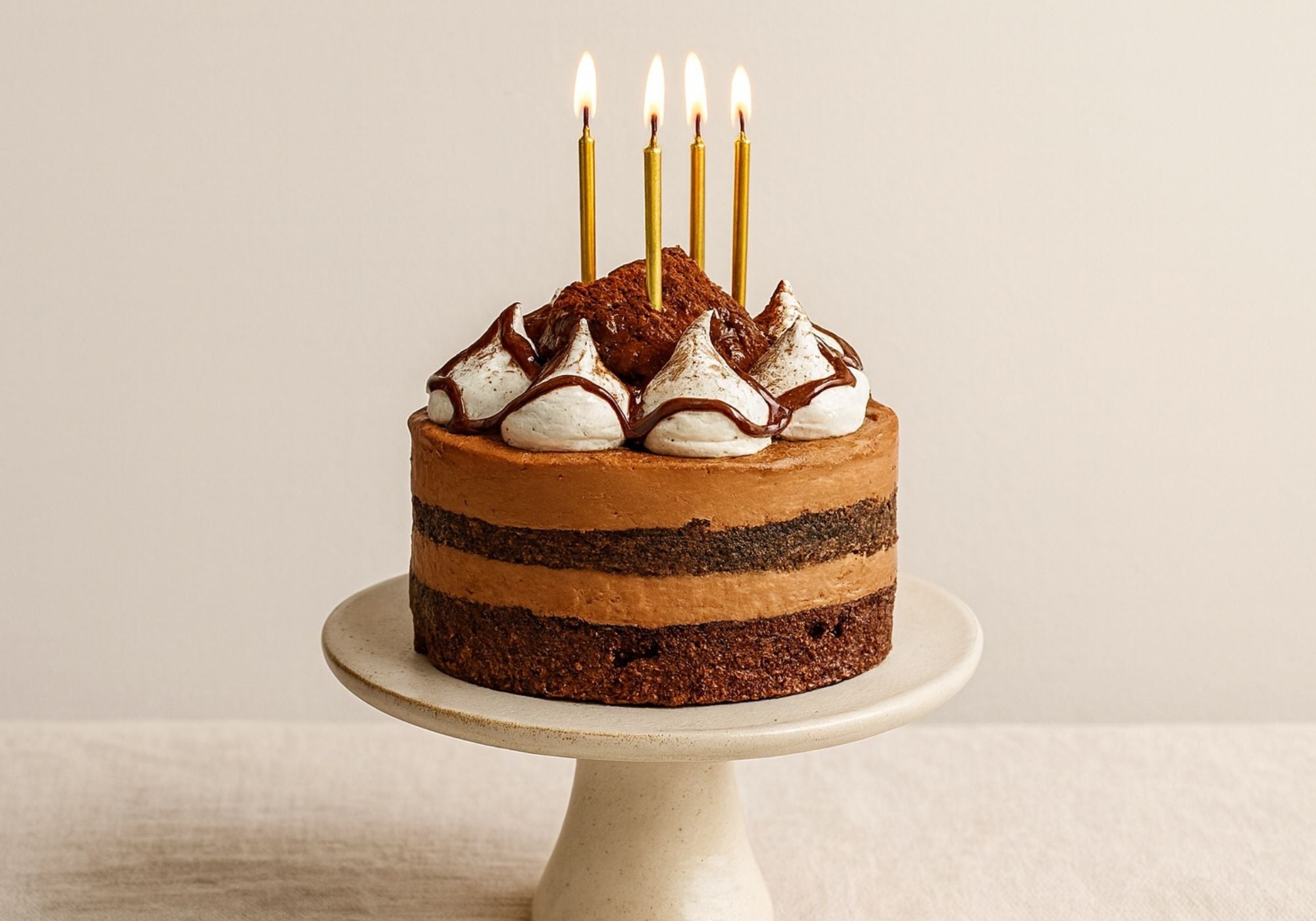 Handmade chocolate birthday cake with candles by Dello Mano for birthday cakes Brisbane CBD