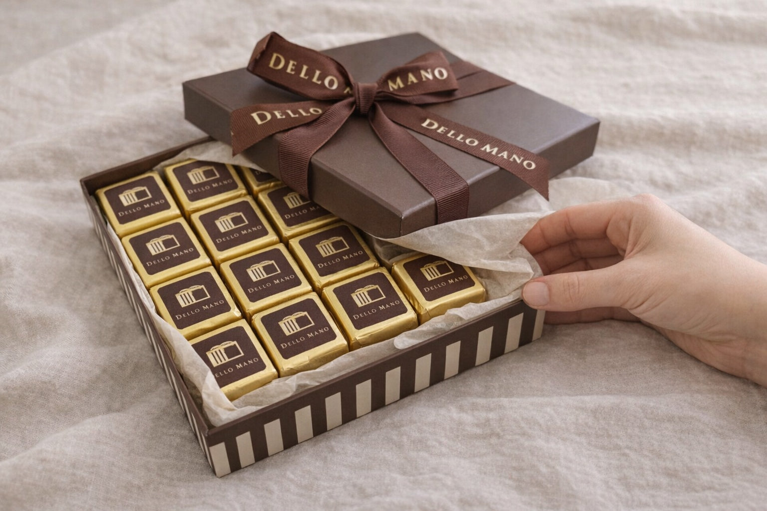 Luxury brownie gift box ready for delivery across the Gold Coast, beautifully wrapped and presented for gifting