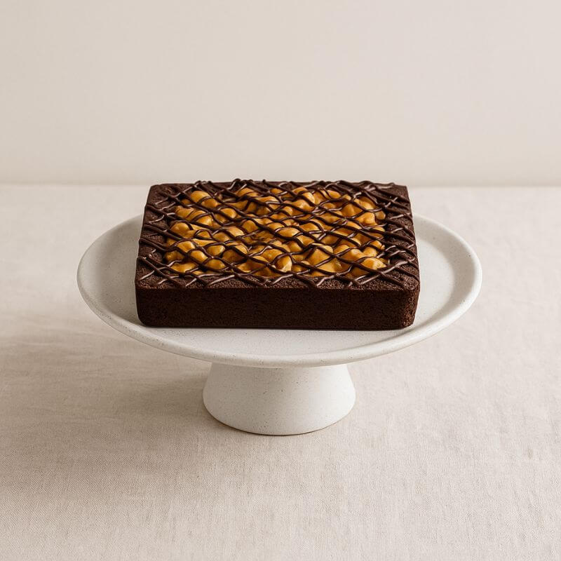 Caramelised Macadamia Brownie Tart | Handmade Luxury Treats by Dello Mano
