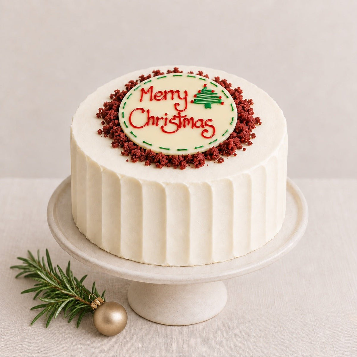Christmas Red Velvet Cake with Handmade Belgian Chocolate Plaque | Handmade Luxury Treats by Dello Mano