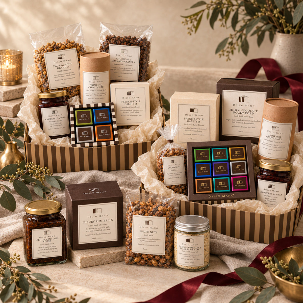 Dello Mano handmade Christmas hampers available for delivery across Australia