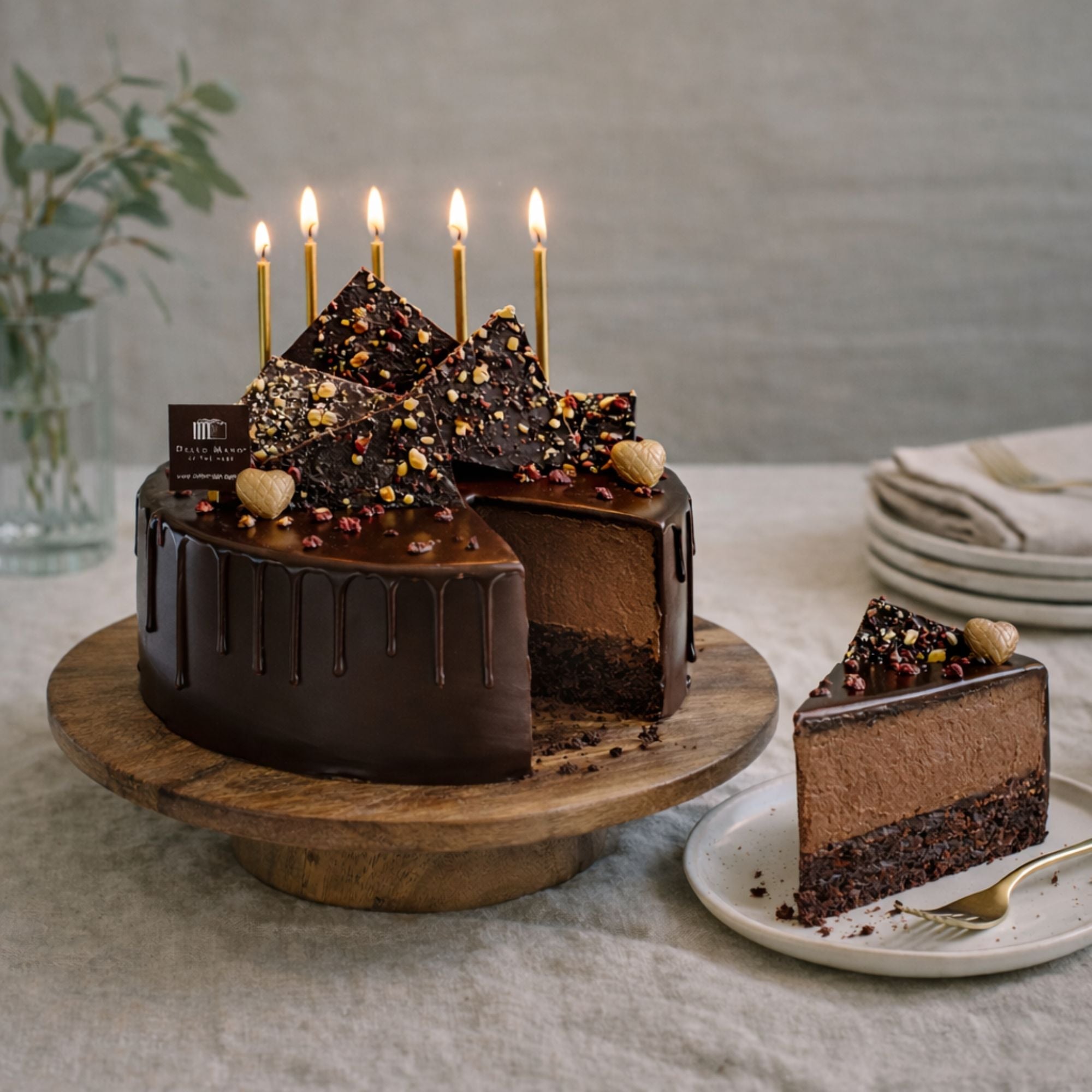 Divine Chocolate Mousse Cake with Brownie Base & Belgian Ganache | Handmade Luxury Treats by Dello Mano
