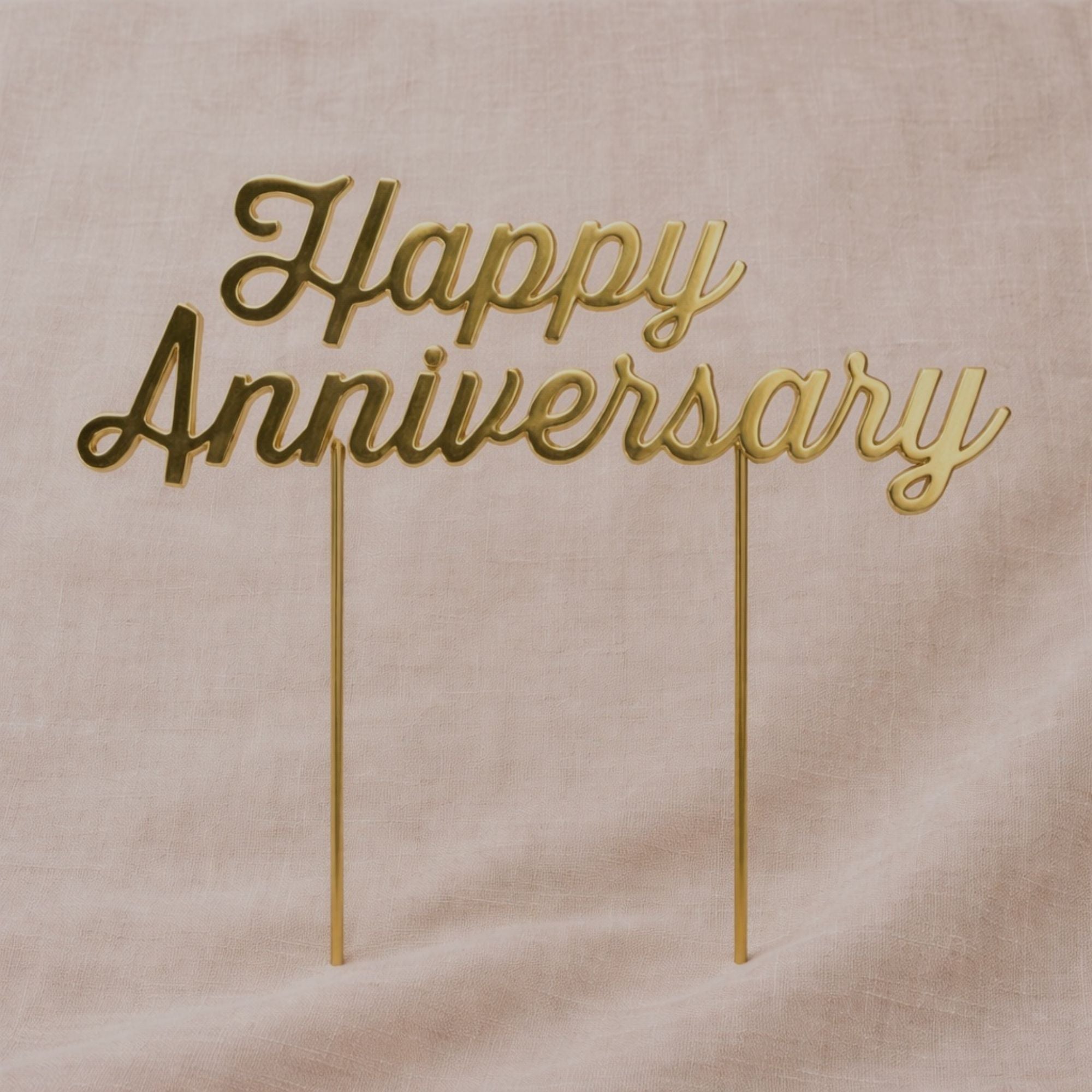 Gold Happy Anniversary Cake Topper | Handmade Luxury Treats by Dello Mano