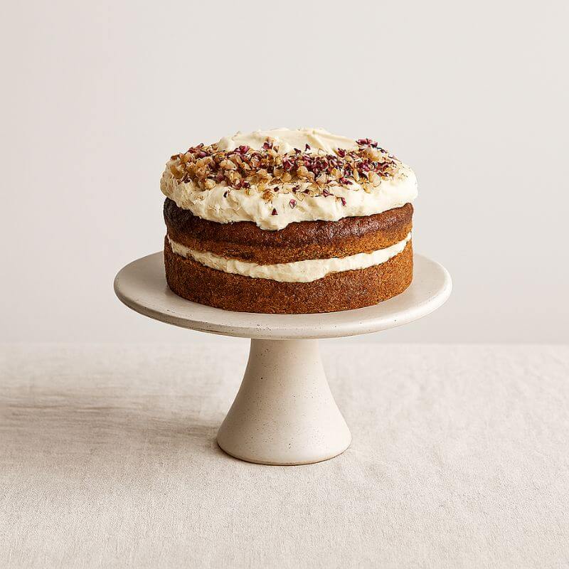 Handmade Carrot Cake with Cream Cheese Frosting, Walnuts & Rose Petals | Handmade Luxury Treats by Dello Mano
