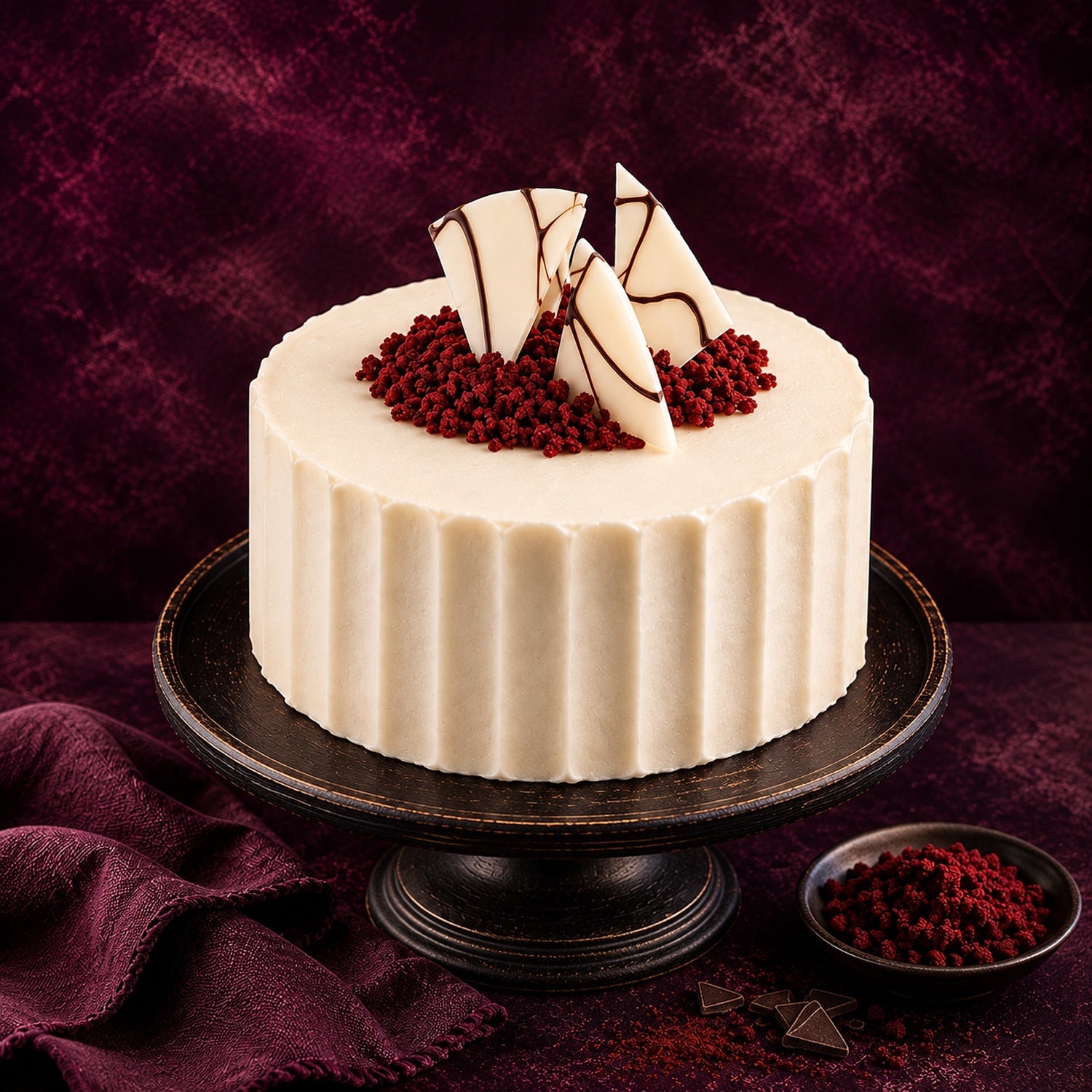 Handmade Red Velvet Cake with Cream Cheese Frosting & Chocolate Fans | Handmade Luxury Treats by Dello Mano
