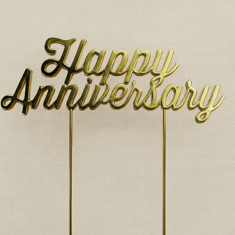Happy Anniversary Gold Cake Topper | Elegant Decoration | Handmade Luxury Treats by Dello Mano