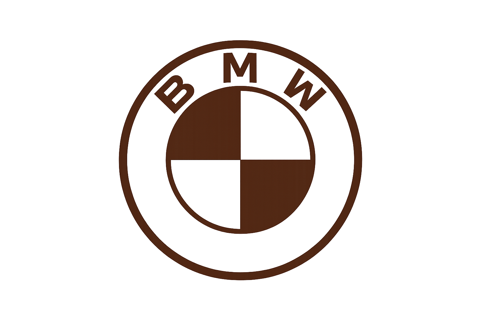 BMW logo in brown on a white background