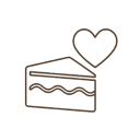 Icon of cake slice representing cake that serves 