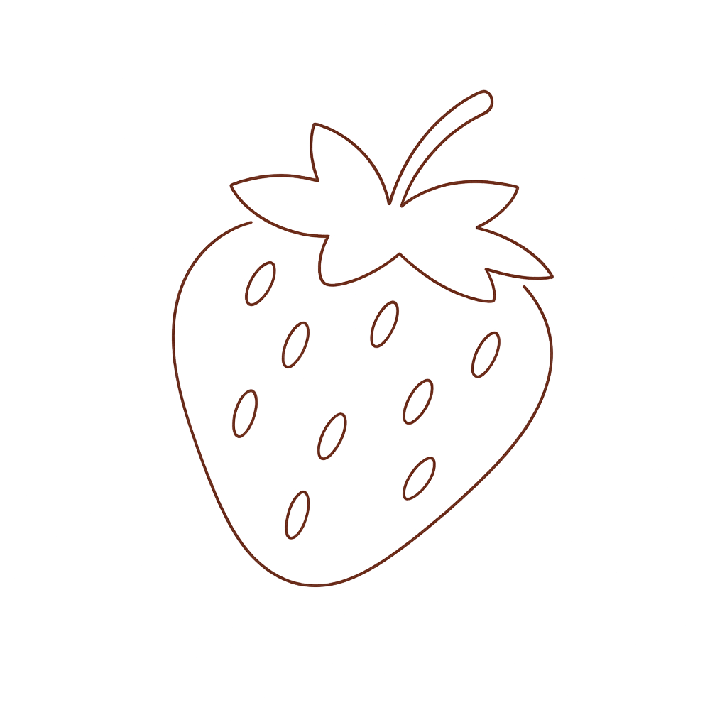Outline of a strawberry icon on a transparent background