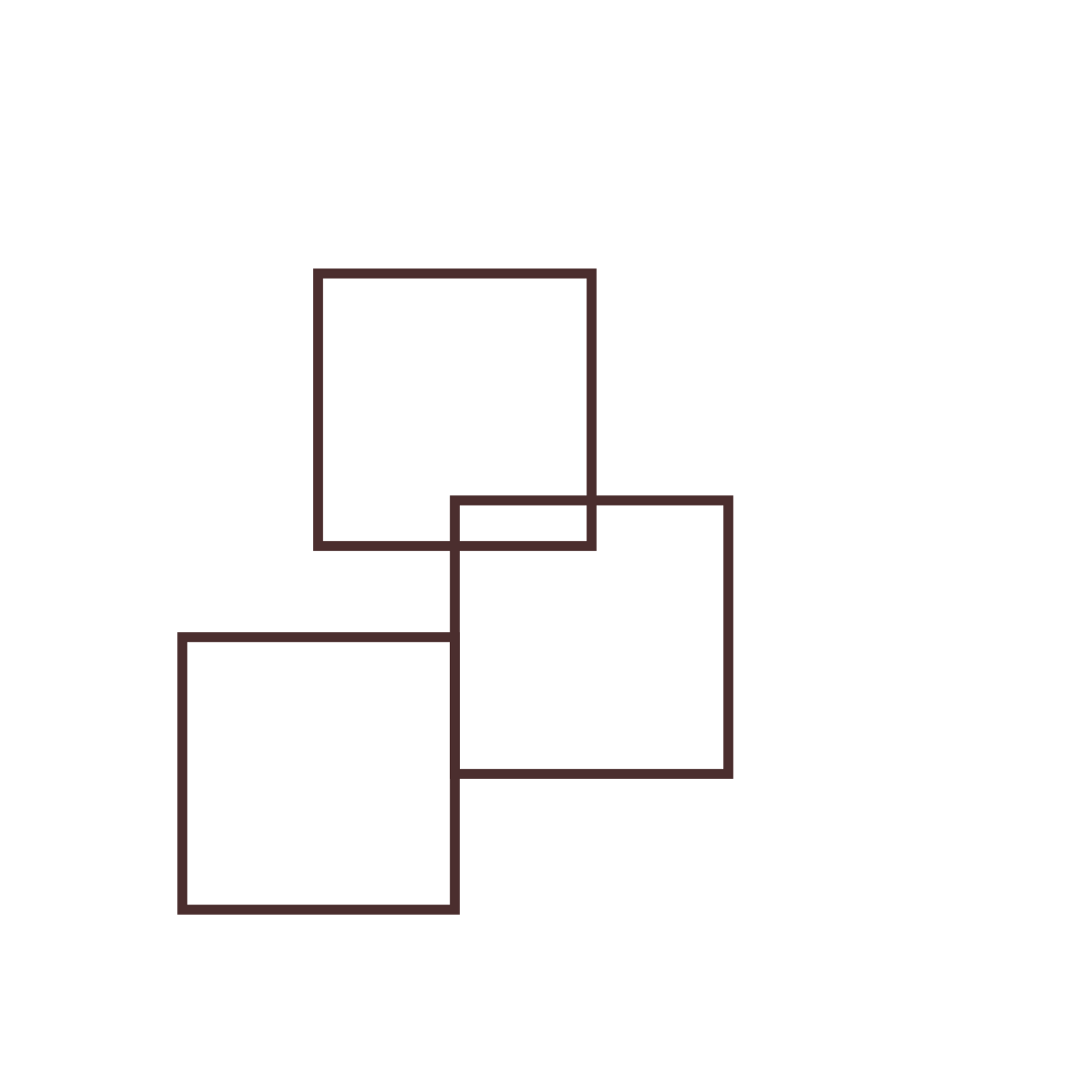 Line icon of stacked cubes in dark brown, symbolising Dello Mano Brownie Cubes and mix-and-match freedom
