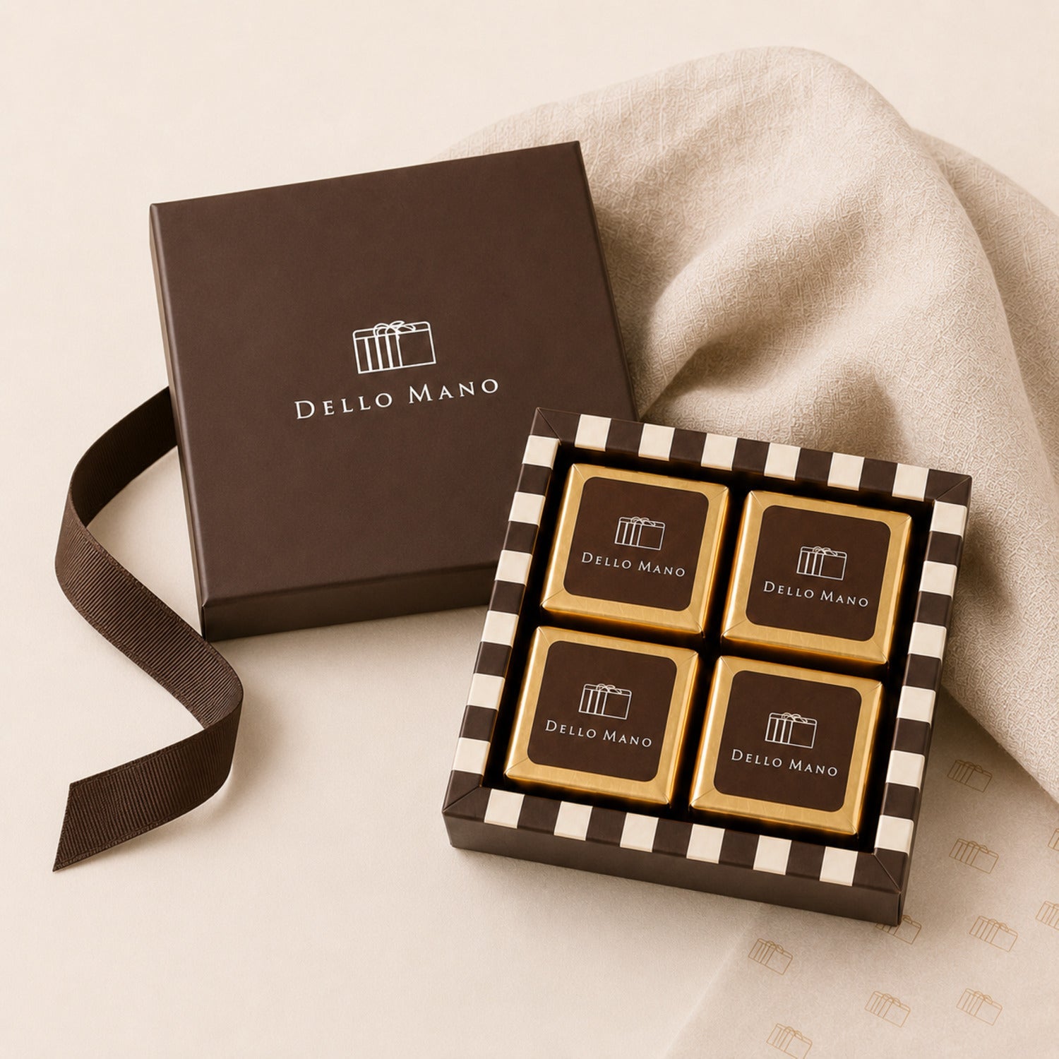 Luxury Brownie Gift Box – 4 Piece, Classic or Mixed | Handmade Luxury Treats by Dello Mano