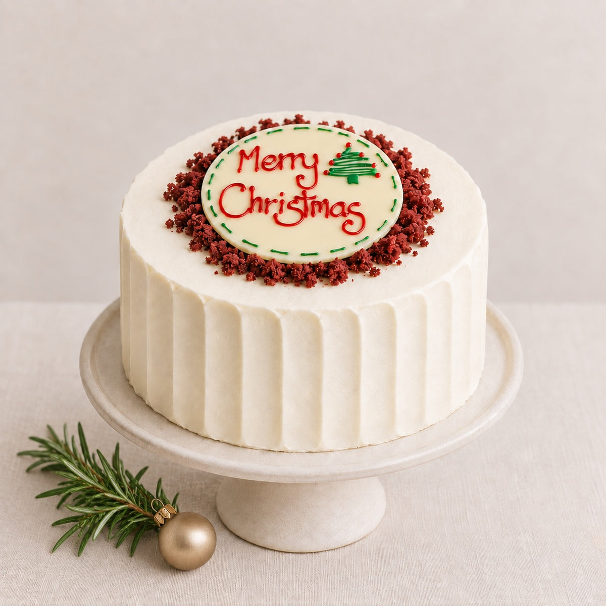 Christmas Red Velvet Cake with Handmade Belgian Chocolate Plaque
