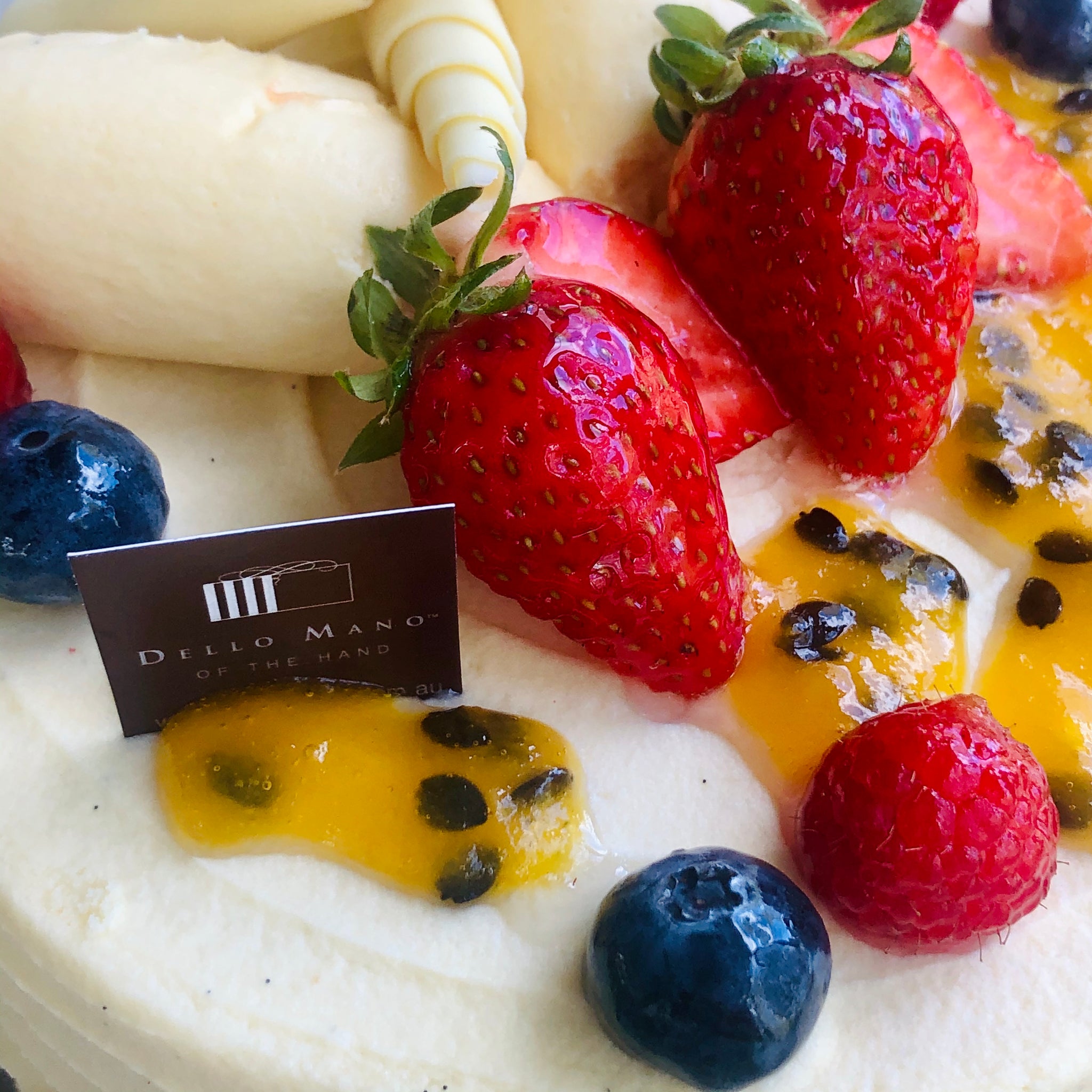 Raspberry & Passionfruit Torte with Belgian White Chocolate Frosting