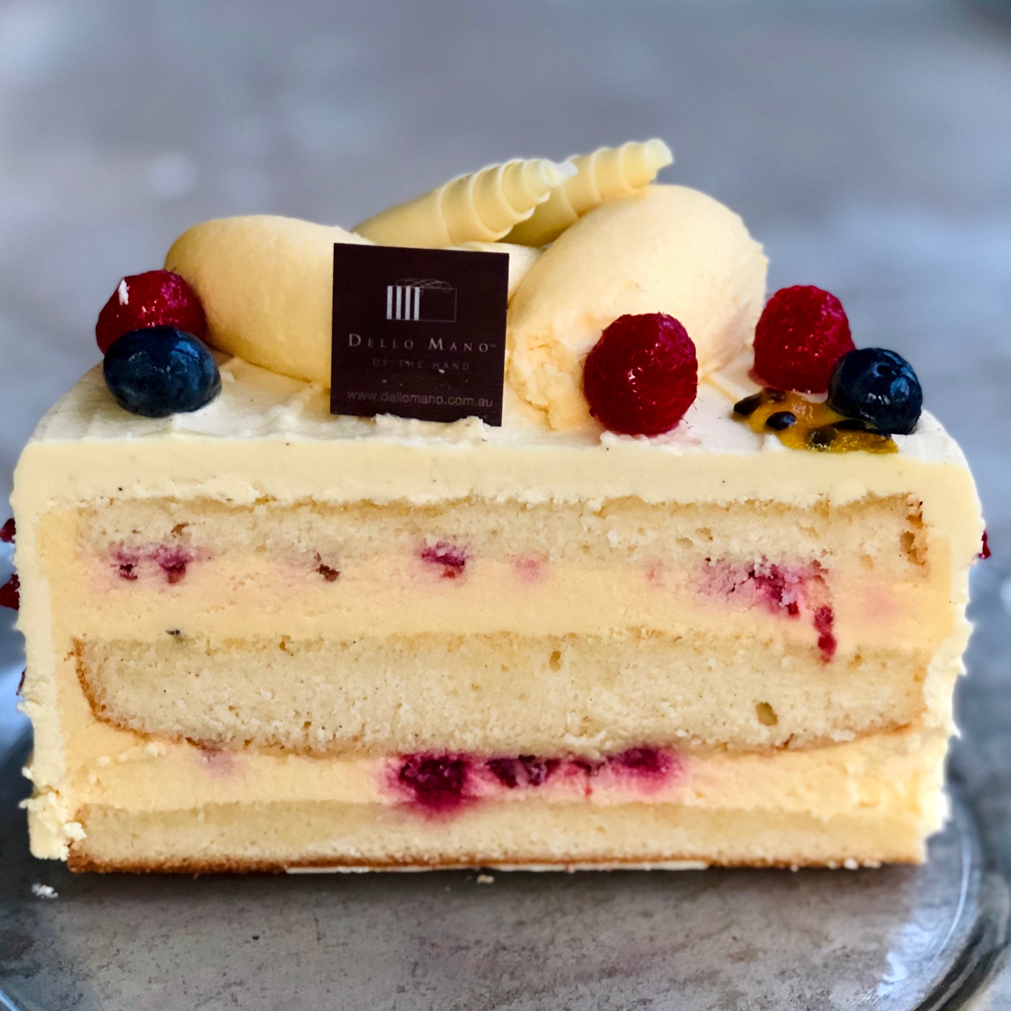 Raspberry & Passionfruit Torte with Belgian White Chocolate Frosting