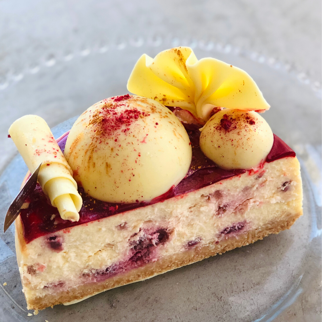 White Chocolate Raspberry Coulis Cheesecake