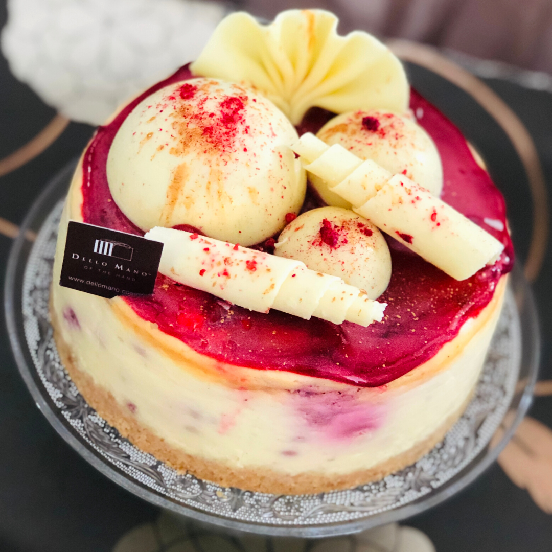 White Chocolate Raspberry Coulis Cheesecake